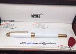 Perfect Replica Knockpff Mont Blanc Meisterstuck Gold Clip White Fountain Pen Wholesale